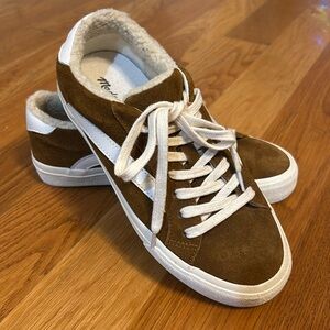 Madewell suede sneakers—size 7 womens, comfy Sherpa-lined. Only worn once!